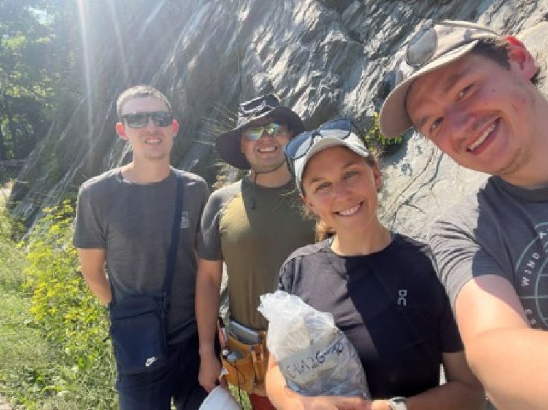 Fieldwork in the Rhine Valley in Switzerland. From left to right: Yohann Chatelain, Erick Prince, Melanie Kranz Bartz, Lukas Wilbuer