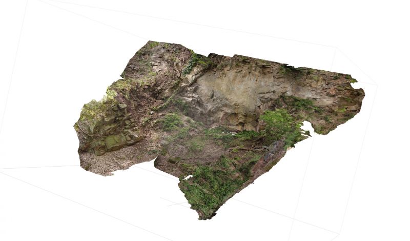 Veränderte Ansicht des 3d-Models: Aufschluss am alten Steinbruch am Kemnader Stausee in Bochum