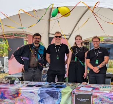 Robin Pastaschuk, Alexander-Dean Seiling, Katharina Neumann, Mats Birkemeyer (v. l. n. r.) beim Stone Techno Festival 2025